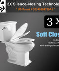 Top Tier Elongated Toilet Seat With Butter Smooth Slow Close Hinges And A Clever Magnetic Toddler Potty Trainer Anti Wiggle Mounts Eliminate All That Loud Slamming Drama in white ceramic with soft close technology.