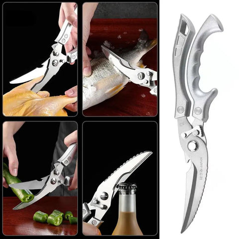 Heavy Duty Kitchen Scissors Poultry Shears Stainless Steel With Safety Lock For Bone Cutting And All Purpose Kitchen Prep Cut Fish Meats Veggies And More Like A Pro In The Kitchen, stainless steel