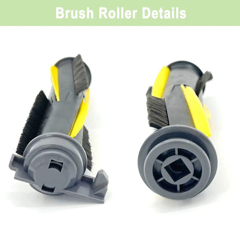 Robot Vacuum Accessories Kit For IQ Series Brush Roller Details Showing Two Yellow and Gray Main Brushes