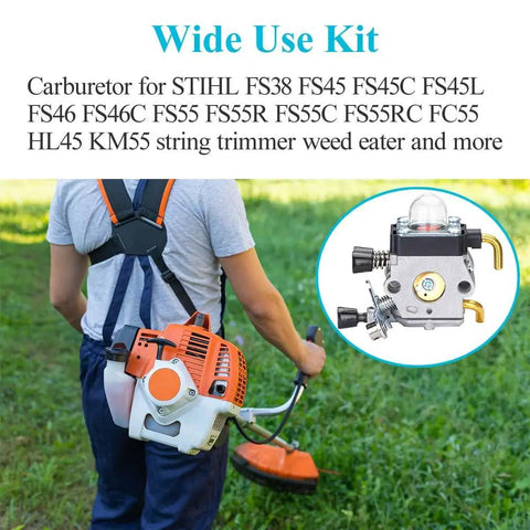 Premium Replacement Carburetor Kit For STIHL FS55 FS55R FS45 FS38 HL45 Weed Eater And Hedge Trimmer Rebuild Kit With Fuel Line