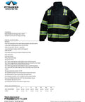 RPB35 Series Teflon Coated Waterproof Black Parka With Quilted Lining, ANSI Type O Class 1 Ripstop Shell, Reflective Strips, Hood