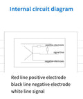 Internal circuit diagram for 4 Pack IR Break Beam Sensor With 5mm LEDs Counting Module Through Beam Photoelectric Switch For Relay K60 PLC 51 Microcontroller STM32 And More Plug And Play Cable Length 30cm Test Distance 1m, showing red, black, and white lines.