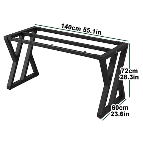 Hella Sturdy Heavy Duty Rustic Table Legs With Fully Adjustable Leveling Foot Pads For Coffee Dining Desk Cabinet Or Sofa Featuring Killer Sandblasted Steel Vibe, 140cm x 72cm x 60cm dimensions.