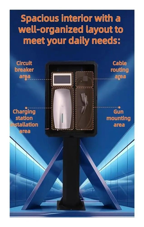 Heavy Duty Ev Charger Lock Box With Stand White Galvanized Steel interior view showing organized layout and compartments.