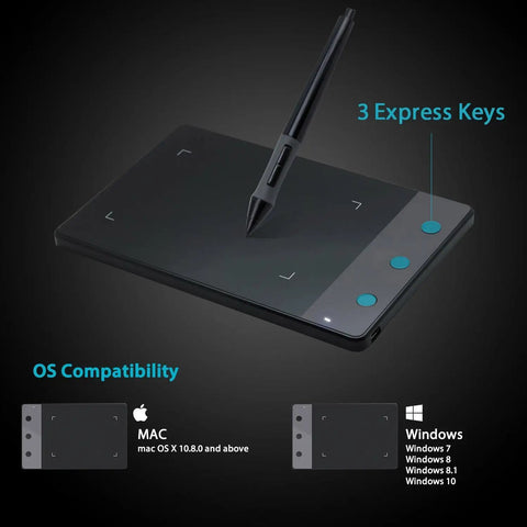 Top Tier Graphics Pad With Responsive Digital Stylus For Sketching Photo Editing OSU Gaming And Digital Art showing 3 express keys.