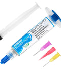 Sn99 Ag0.3 Cu0.7 Lead Free Solder Paste In A 5 Ml Syringe No Clean High Temperature Melt At 217 C With Smooth Flux For Electronics Assembly And Rework 11.2 Percent Flux Content syringe and nozzles