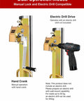 Dual operation modes of Heavy Duty Hand Crank Winch Stacker For Lifting Heavy Loads Smooth Manual Lift With Locking System 176 Lbs Steel Forks.