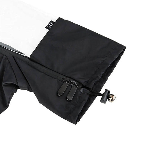 Close-up of All Weather Pro Camera Rain Cover For DSLR And Mirrorless Cameras with adjustable drawstring closure.