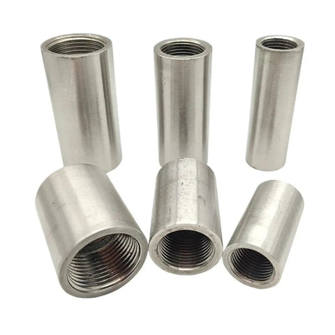 Heavy Duty 304 Stainless Steel Barrel Coupling Pipe Fitting Connector With Bspp Female Threads 1 4 To 2 Inch displayed in various sizes.