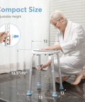 Woman adjusting 360 Degree Rotating Shower Chair With Easy Tool Free Setup Adjustable Tub Stool And Bathtub Seat Bench