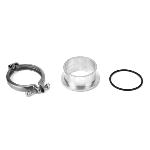 V Band Flange Clamp For Turbo Upgrades Aluminum Fitting For HX35 HX35W HX40W, showing aluminum flange and black gasket