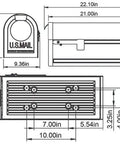 Northpointe Large Capacity Post Mount Mailbox In Galvanized Steel With Venetian Bronze Finish diagram with measurements