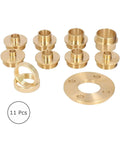 Pro Tier Brass Router Template Bushing Guide Set With Bulletproof Lock Nut Adapter And Portable Carry Case, 11 piece brass guide kit