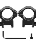 Hella Durable One Inch Scope Rings Single Screw Picatinny Rail Mount set with hex key and screw for secure mounting.
