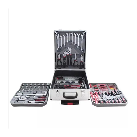 Sturdy 599 Piece Aluminum Alloy Box Tool Set For Your Ride And Home With Screwdrivers Wrenches That Make Minor Car Repairs A Cinch And Keep Your Garage Sorted In Style So You Feel Safe Fixing Stuff Yourself., open aluminum tool case with wrenches and pliers
