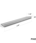 Self-Adhesive Edge Fingerpull Door Handle Screwless Peel And Stick Installation for Glass Wood, dimensions shown, 2 Pack