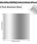 Four Pack 6061 Aluminum Sheets 3.9 X 3.9 X 0.47 Inch Aluminum Plate With Protective Film illustration of dimensions