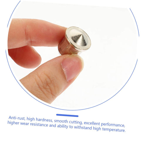 Close-up of a metal center transfer plug from the Dowel Alignment Tool Set With Assorted Dowel Pins 6mm, 8mm, 10mm, 12mm For Woodworking Center Point Transfer.