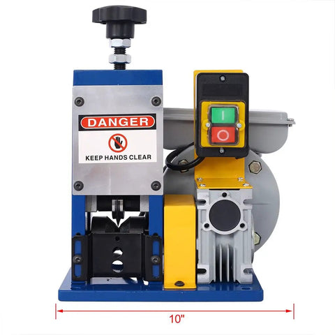 Top Pick Electric Wire Stripping Machine 180 Watt Auto Copper Cable Peeler 10 inch, safety labels visible, aluminum alloy build.