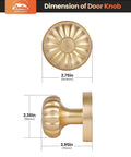 Dimensions of Satin Brass Dummy Door Knobs For Closet And Pantry, Vintage Non Turning Inactive Interior Door Handles, 2 Pack