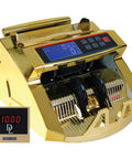 Lightning Fast Money Counter With Counterfeit Detector, UV MG IR MT, gold design, external LED display showing 1000 notes counted