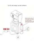 12V DC water connection setup for No Fuss Automatic Cold Brew Coffee Machine With Smart Reminder And Led Touchscreen.