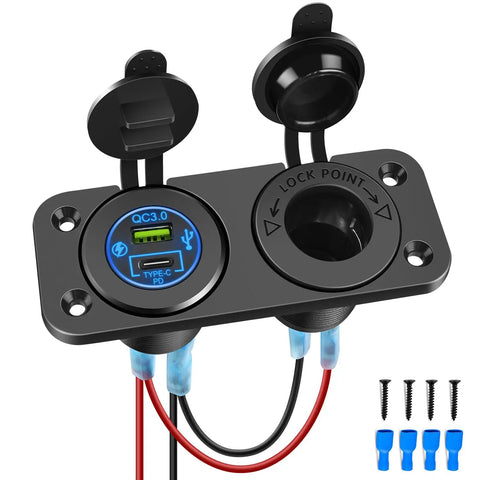 Hella Fast Pd Type C And Qc 3.0 Usb Outlet Panel With Cigarette Lighter Socket For 12V To 24V Atvs Trucks Rv Boats And Marine Rigs with power plugs