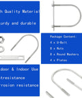 4 Pack Square U Bolts Four And One Half Inch Stainless Steel With Plates Nuts And Flat Washers M10 Round For Car RV Trailer Bumper Boat Marine Applications Built To Last shown with parts and materials