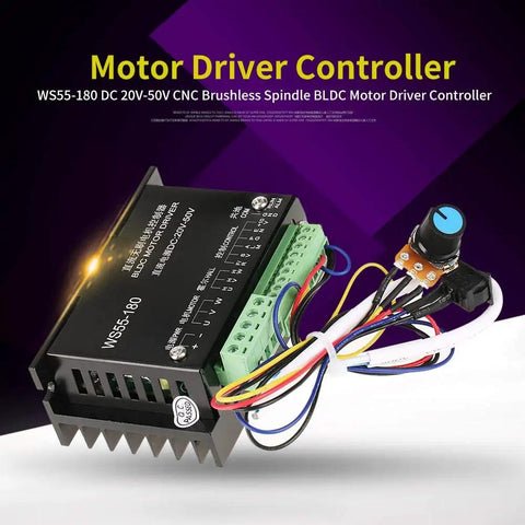 Brushless Spindle BLDC Motor Driver For CNC Speed Controller with potentiometer and wiring, WS55-180 model on display