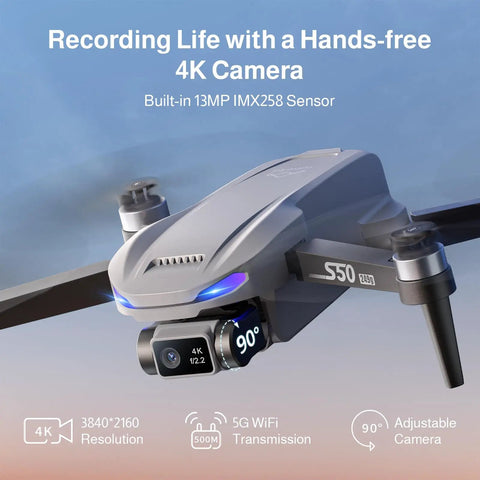 Close-up of Dope 4K Camera Drone With GPS For Beginners And Pros, showing camera and sensors, lightweight under 249g.