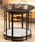 Smokeless Fire Pit For Indoor And Outdoor Use, Small Cast Iron Heater For Home And Patio, Premium Wrought Iron Build with grill top view