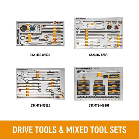 Megamod 1858 Piece Mechanics Tool Set With Premium Modular Foam Trays displays organized sockets and wrenches.