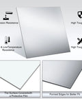 Gisafai 5 pcs 304 stainless steel sheets with mirror finish, 11.81x11.81 inches, front view