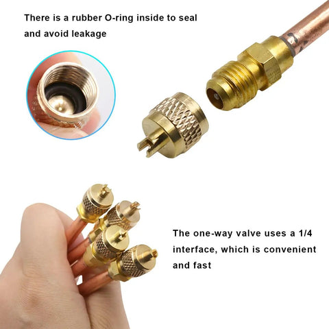 10 Pack HVAC Service Access Valves 1 Quarter Inch SAE To 1 Quarter Inch OD With 2.95 Inch Stem Brass Copper AC Access Valves