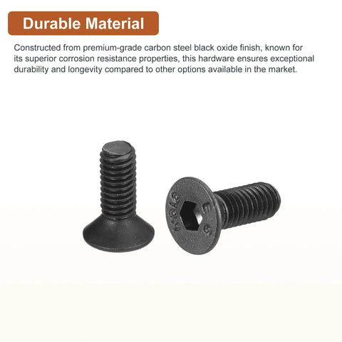 M3 0.5x8mm Hex Socket Flat Head Screws 100 Pack Carbon Steel Black Oxide Full Thread Countersunk Bolts for Electronics