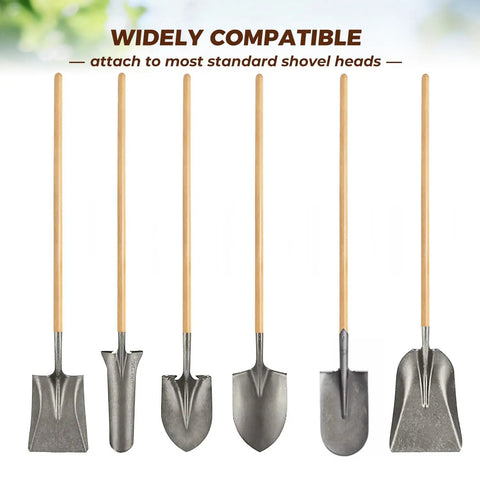 55 Inch Black Locust Shovel Handle Replacement Workhorse Hardwood Handle Built To Last For Shovel Rake Hoe Pitch Fork Digging Fork Broad Fork Garden Tools 1 Piece displayed with shovel heads