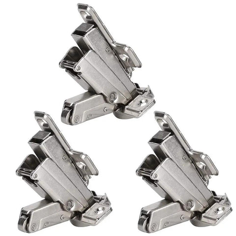 Hydraulic Soft Close Cabinet Hinge With Copper Core Damping System For Quiet No Slam Closings Fits Corner And Wall Cabinets Durable And Easy To Install Includes 3 Sets Hardware Accessories, showing three hinges