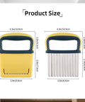 Crinkle cutter with yellow handle and protective case; two views show case version and stainless blade version.