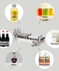 Heavy Duty Double Head Pneumatic Bottle Filler Built Tough Handles One To Forty Bottles Per Minute Stainless Steel Liquid Filling Machine with various liquid types.