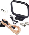 FM Dipole Antenna 75 Ohm Indoor AM Loop kit with black loop, cables, and connectors for clear FM reception and HD radio