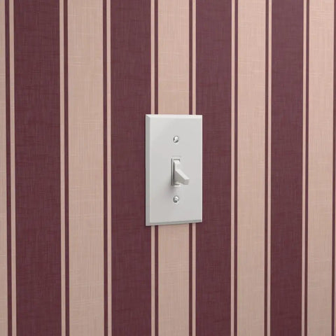 Slick Leather Texture Vinyl Wallcovering With Badass Durability Designed For Busy Hotels And Restaurants Featuring Custom Print Options And Professional Grade Installation, featuring a purple striped design and light switch.