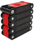 Multi-Fold Magnetic Spirit Level Measuring Ruler For Woodworking, Home showing folded black and red design with magnetic base.