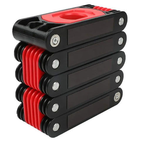 Multi-Fold Magnetic Spirit Level Measuring Ruler For Woodworking, Home showing folded black and red design with magnetic base.