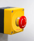 Emergency Stop Sticker Set For Machinery And Generators, Peel And Stick Safety Warning Signs, visible on a button