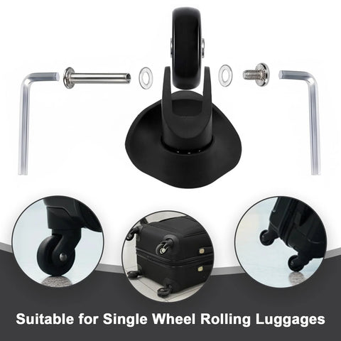 Set Of 8 Luggage Replacement Wheels With 50mm Rubber Swivel Casters For Suitcases And Travel Trolleys, Wear-Resistant And Very Quiet Bearings Repair Kit, components shown