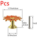 Five Pack Flower Drawer Knobs In Orange Zinc Alloy Cabinet Dresser Pulls With Screws Durable Rustproof Floral Knob For Furniture Doors And Drawers Premium Three Dimensional Petal Design