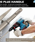 SDS Plus handle in use with rotary hammer from Masonry Chisel Set For SDS Plus Rotary Hammer, 4 Piece Tile Removal Bits Kit image.