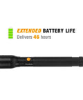Ultra Bright Tactical Flashlight With 900 Lumen Zoomable Beam And Adjustable Focus, 3 Light Modes, black flashlight with orange button