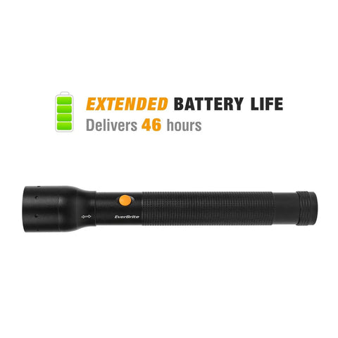 Ultra Bright Tactical Flashlight With 900 Lumen Zoomable Beam And Adjustable Focus, 3 Light Modes, black flashlight with orange button