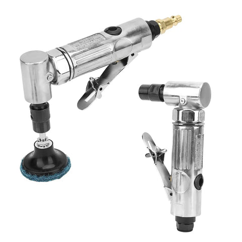 Powerhouse 90 Degree Pneumatic Die Grinder With 2 Inch Disc Running 20000 Rpm For Grinding Metal Wood And Rubber Fast Without Knuckle Busters In Your Home Shop Or Professional Garage, showing two angles of the tool.